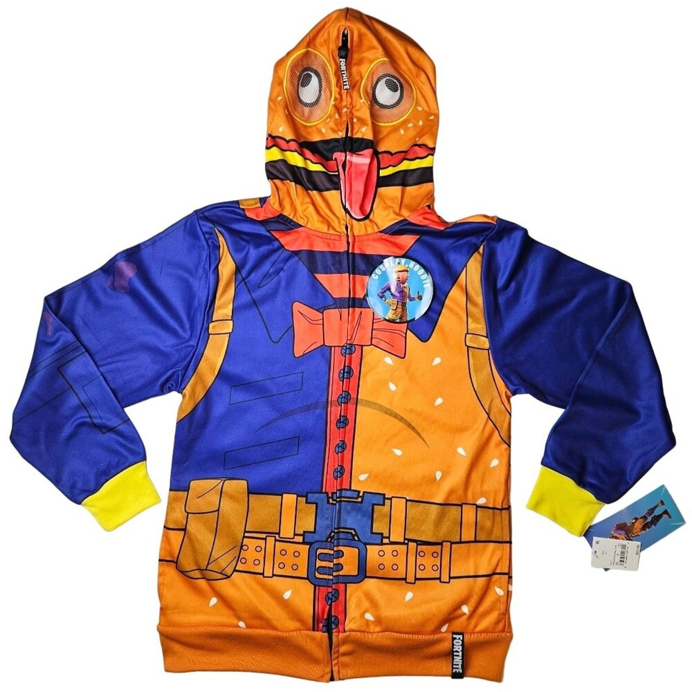 FortNite Beef Boss Boys Hoodie Jacket Large Mesh Eyes Masked Full Zip Co…
